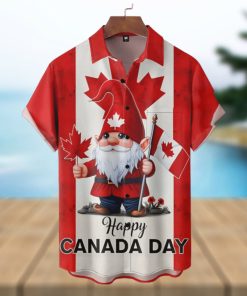 Gnome Happy Canada Day Button Hawaiian Shirt