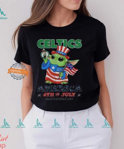 Good Baby Yoda Boston Celtics America 4th Of July Day 2024 T Shirt