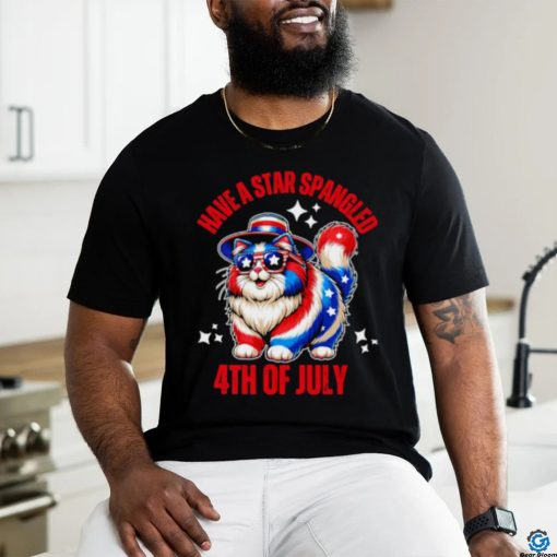 Have a star spangled 4th of July cat flag shirt