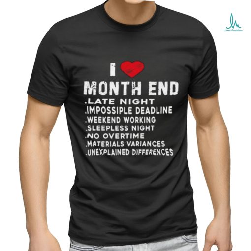 I Love Month End Funny Accountants Quotes Birthday Shirt