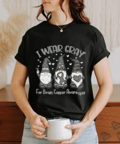 I Wear Gray For Brain Cancer Awareness Month Support Gnomies Shirt