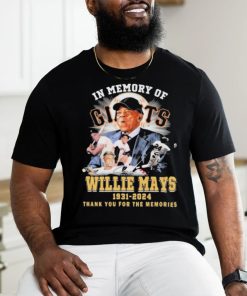 In Memory Of San Francisco Giants Willie Mays 1931 2024 thank you for the memories signatures shirt