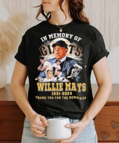 In Memory Of San Francisco Giants Willie Mays 1931 2024 thank you for the memories signatures shirt