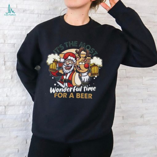 It’S The Most Wonderful Time For A Beer Xmas Graphic Design Printed Casual Daily Basic Unisex T Shirt