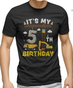 It's My 5Th Birthday Boys Construction Excavator 5 Years Old Men's T shirt