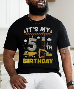 It's My 5Th Birthday Boys Construction Excavator 5 Years Old Men's T shirt