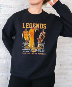 Jerry West 1938 2024 And Kobe Bryant 1978 2020 Legends Los Angeles Lakers Thank You For The Memories Signatures Shirt