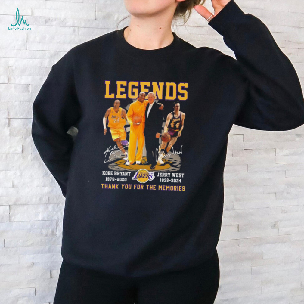 Jerry West 1938 2024 And Kobe Bryant 1978 2020 Legends Los Angeles Lakers Thank You For The Memories Signatures Shirt Jerry West 1938 2024 And Kobe Bryant 1978 2020 Legends Los Angeles Lakers Thank You For The Memories Signatures Shirt