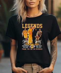 Jerry West 1938 2024 And Kobe Bryant 1978 2020 Legends Los Angeles Lakers Thank You For The Memories Signatures Shirt