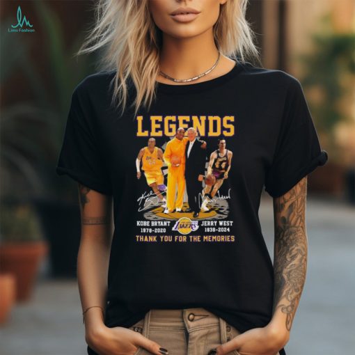 Jerry West 1938 2024 And Kobe Bryant 1978 2020 Legends Los Angeles Lakers Thank You For The Memories Signatures Shirt