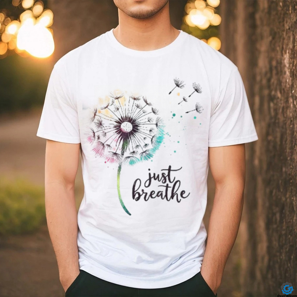 Just Breathe Tee Dandelion And Buterflies Wo Summer Shirt