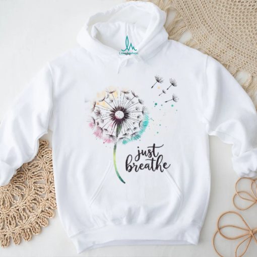 Just Breathe Tee Dandelion And Buterflies Wo Summer Shirt