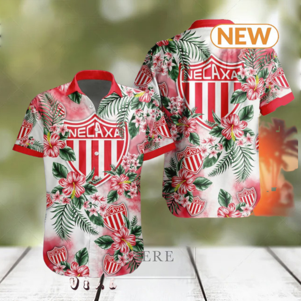 LIGA MX Club Necaxa Special Hawaiian Design Button Shirt LIGA MX Club Necaxa Special Hawaiian Design Button Shirt