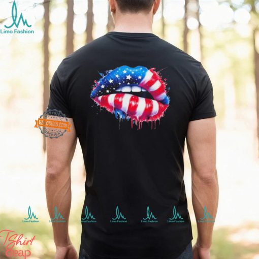 Lips 4th Of July Usa Patriotic Colorful American Flag Shirt