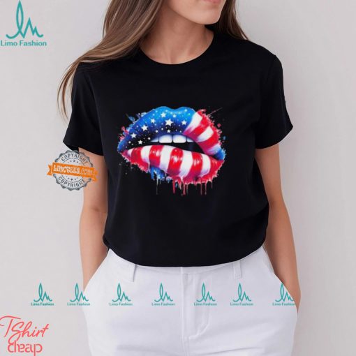 Lips 4th Of July Usa Patriotic Colorful American Flag Shirt