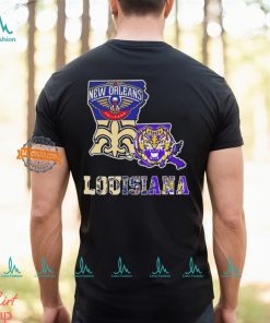 Louisiana City Of Sports New Orleans Pelicans New Orleans Saints LSU Tigers Maps Logo 2024 Unisex T Shirt