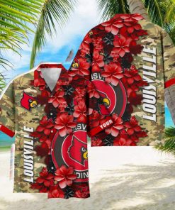 Louisville Cardinals Custom Name Personalized Camo Flower Pattern Hawaiian Shirt