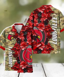 Louisville Cardinals Custom Name Personalized Camo Flower Pattern Hawaiian Shirt