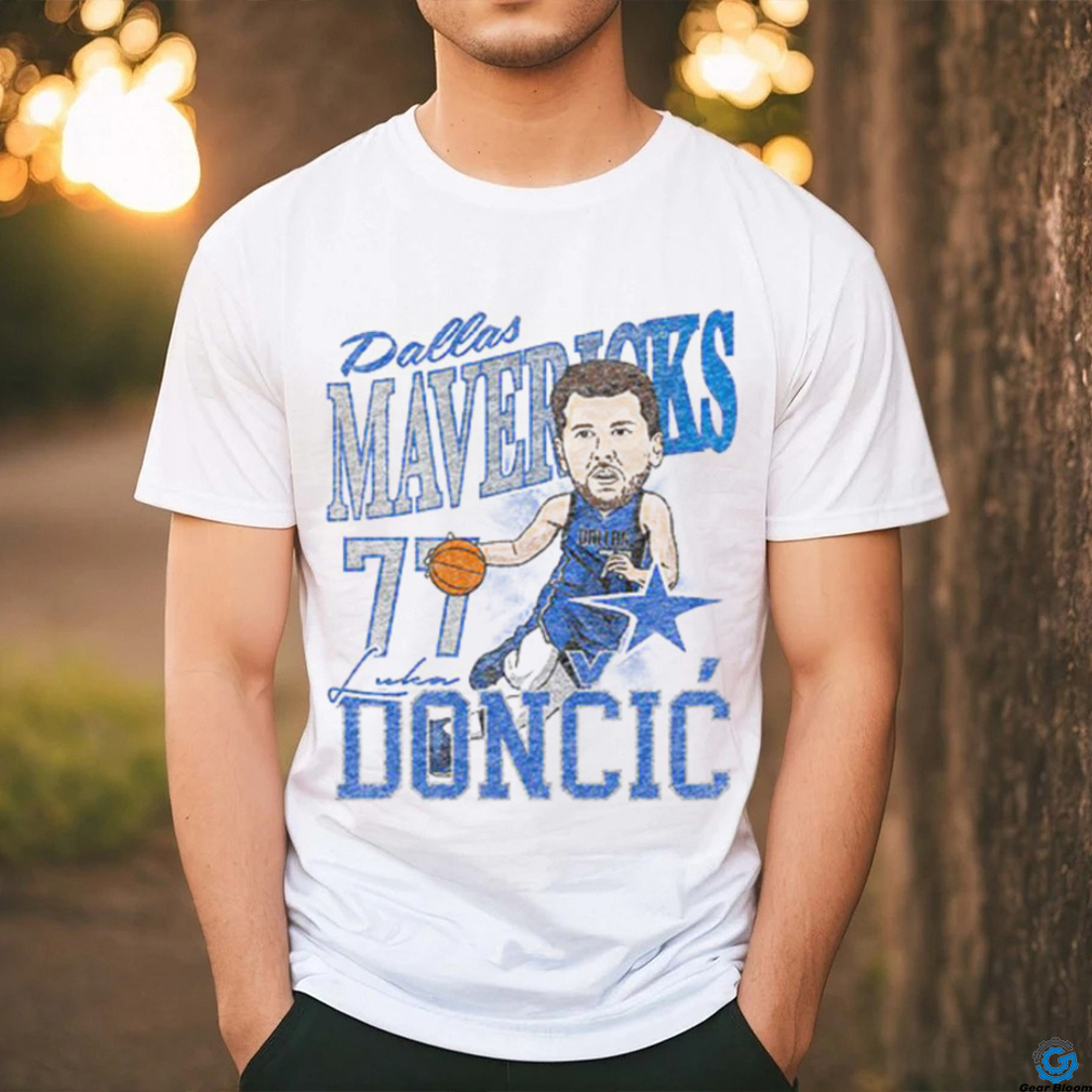 Luka Doncic Dallas Mavericks White Caricature Short Sleeve Fashion Player T Shirt Luka Doncic Dallas Mavericks White Caricature Short Sleeve Fashion Player T Shirt