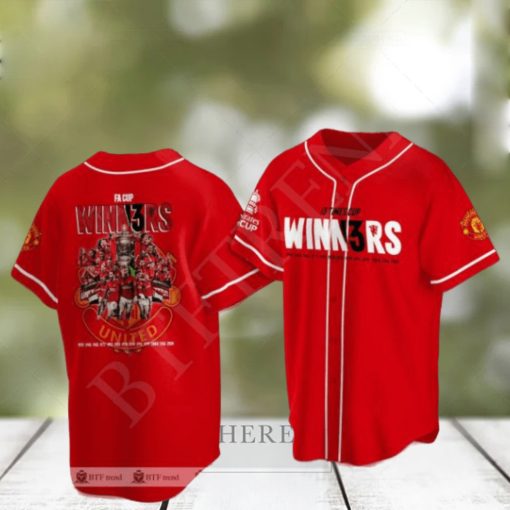 Manchester United FA Cup 13 Times Winn3rs Baseball Jersey