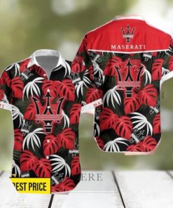 Maserati Leaf Pattern Tropical Hawaiian Shirt And Shorts Beach Gift