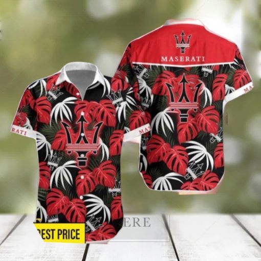 Maserati Leaf Pattern Tropical Hawaiian Shirt And Shorts Beach Gift