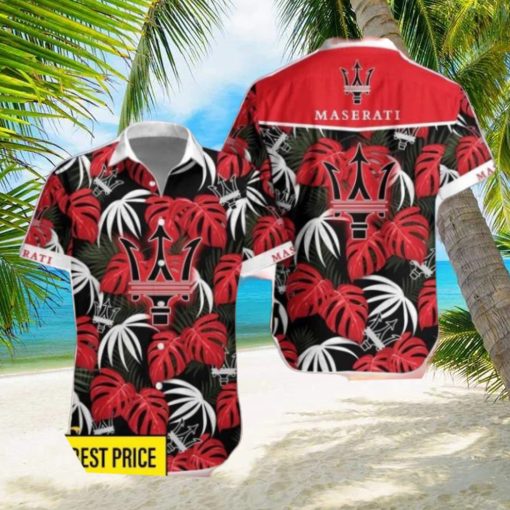 Maserati Leaf Pattern Tropical Hawaiian Shirt And Shorts Beach Gift