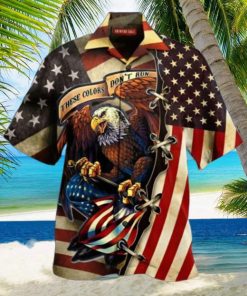 Men’s American Flag Eagle Print Collar Trendy Hawaiian Shirt