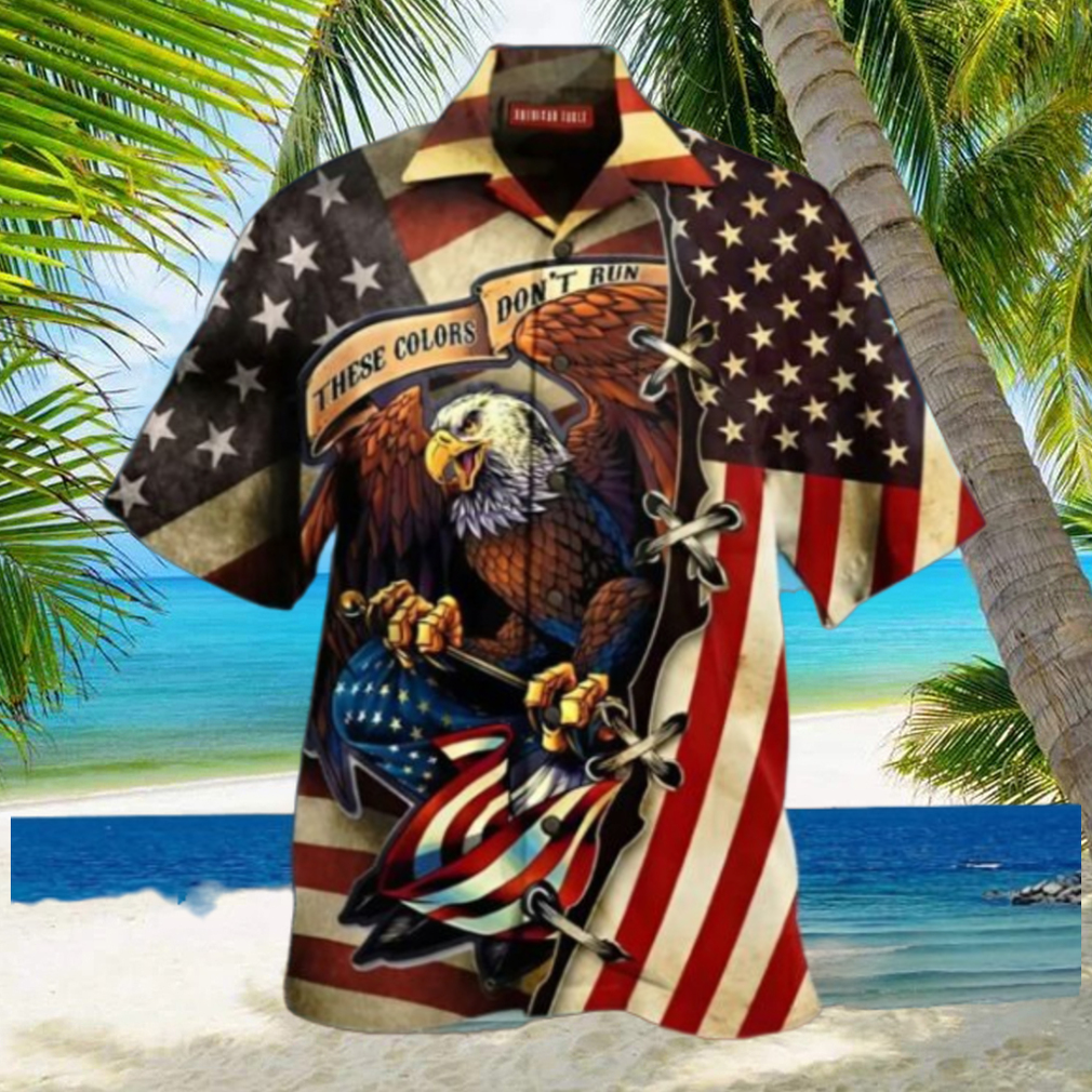 Men’s American Flag Eagle Print Collar Trendy Hawaiian Shirt