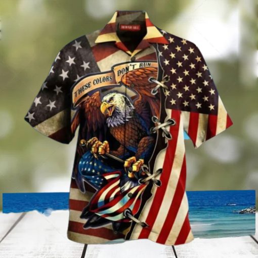 Men’s American Flag Eagle Print Collar Trendy Hawaiian Shirt