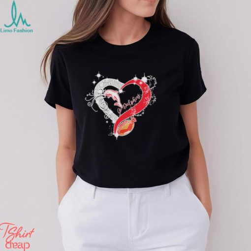 Miami Dolphins Go Dolphins Diamond Heart Shirt
