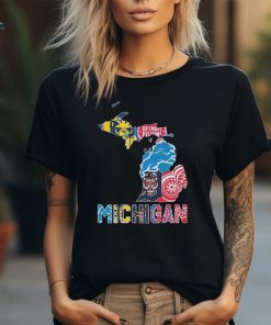 Michigan Sports Teams Michigan Wolverines Detroit Piston Detroit Lions Detroit Tigers And Detroit Junior Red Wings Map shirt