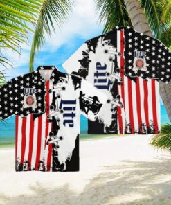 Miller Lite USA Flag Hawaiian Shirt