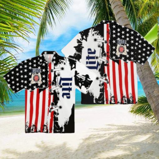 Miller Lite USA Flag Hawaiian Shirt