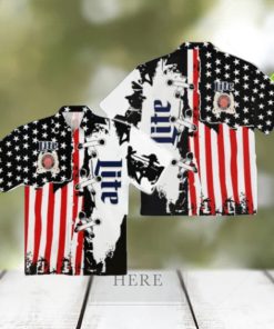 Miller Lite USA Flag Hawaiian Shirt