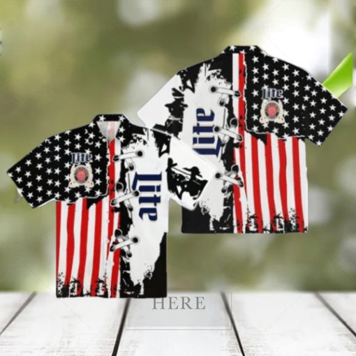 Miller Lite USA Flag Hawaiian Shirt