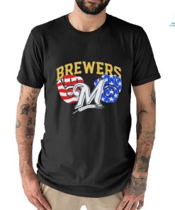 Milwaukee Brewers America Flags Celebrating 4th Of July T Shirt