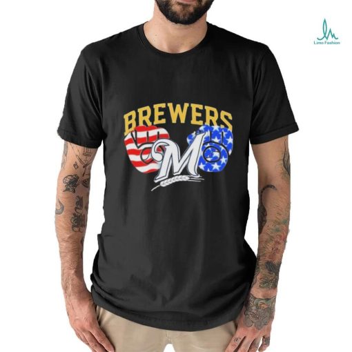 Milwaukee Brewers America Flags Celebrating 4th Of July T Shirt