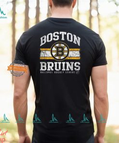 Mitchell & Ness Adult Boston Bruins Striped Logo Lockup Black T Shirt