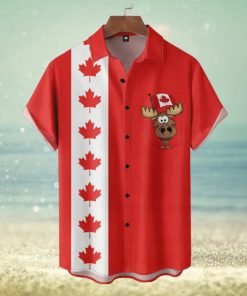 Moose Canada Day Button Casual Hawaiian Shirt