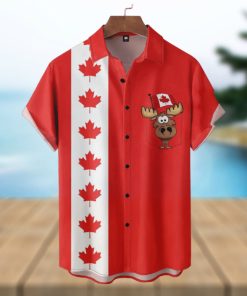 Moose Canada Day Button Casual Hawaiian Shirt