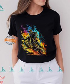 Motocross Dirt Bike Racing Supercross Flying Jump Flames T Shirt