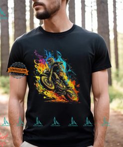 Motocross Dirt Bike Racing Supercross Flying Jump Flames T Shirt