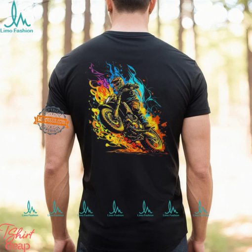 Motocross Dirt Bike Racing Supercross Flying Jump Flames T Shirt