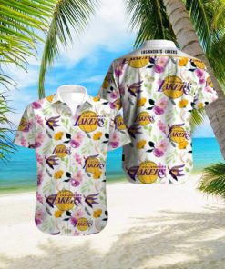 NBA Los Angeles Lakers Tropical Flowers Hawaiian Shirt