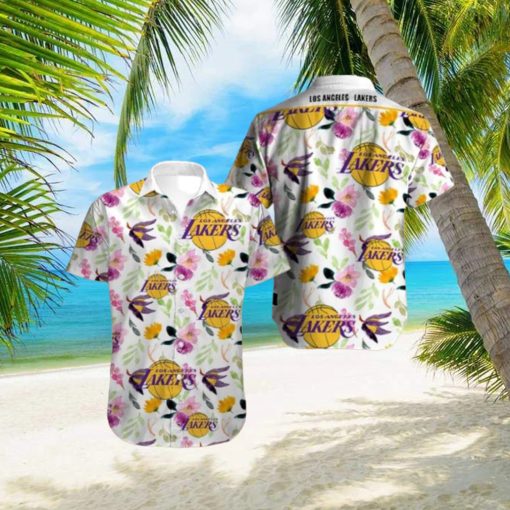 NBA Los Angeles Lakers Tropical Flowers Hawaiian Shirt