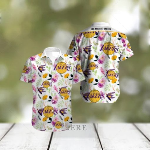 NBA Los Angeles Lakers Tropical Flowers Hawaiian Shirt