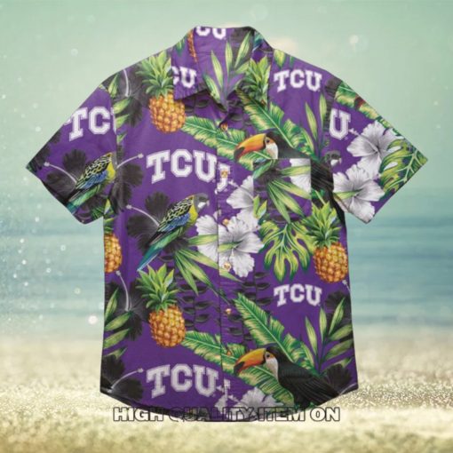 NCAA TCU Horned Frogs Parrot Tropical Floral Hawaiian Shirt