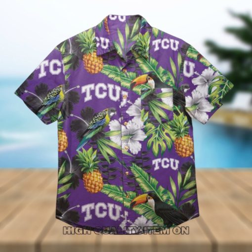 NCAA TCU Horned Frogs Parrot Tropical Floral Hawaiian Shirt