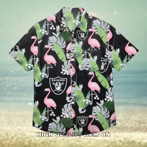 NFL Las Vegas Raiders Flamingo Black Hawaiian Shirt